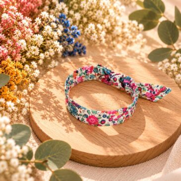 Mademoisellle Pap' et Cie Mariage, bijoux, bracelet femme, mariée, demoiselles d'honneur, invités, bracelet jonc fin à nouer en Liberty of London emma and georgina asterida multicolore