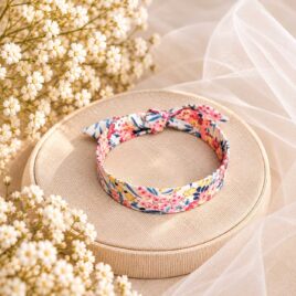 Bracelet jonc à nouer fin Liberty Swirling Petals corail