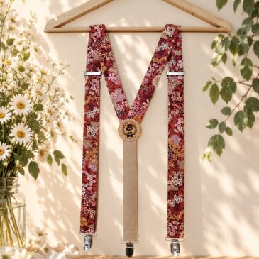 bretelles pour homme Liberty ciara fauve brun, mariage, made in France, fabriqué en Occitanie
