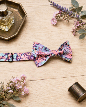Noeud papillon pour homme Liberty Ciara Orchidée, rose violet, mariage, made in France, fabriqué en Occitanie