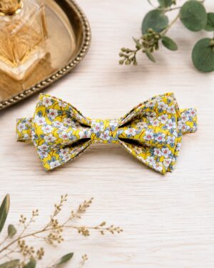 Noeud papillon pour homme Liberty FFion Jaune, mariage, made in France, fabriqué en Occitanie