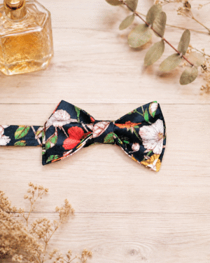 Noeud papillon pour homme Liberty wild petals Midnight mariage, made in France, , fabriqué en Occitanie