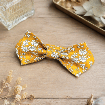 Noeud papillon pour homme Liberty Capel Moutarde mariage, made in France, fabriqué en Occitanie