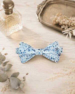 Noeud papillon pour homme Liberty Adelajda bleu mariage, made in France , fabriqué en Occitanie