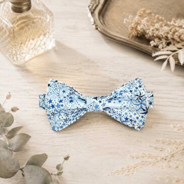 Noeud papillon pour homme Liberty Adelajda bleu mariage, made in France , fabriqué en Occitanie