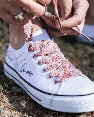 lacets baskets, converses, sneakers, docs mariage made in france en liberty of london Emma and georgina terracotta rose bohème