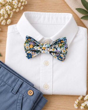 noeud papillon enfant mariage baptême, anniversaire, communion en liberty libby bleu