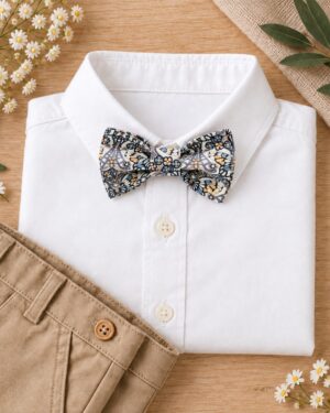 noeud papillon enfant mariage baptême, anniversaire, communion en liberty morris buterfly gray vintage