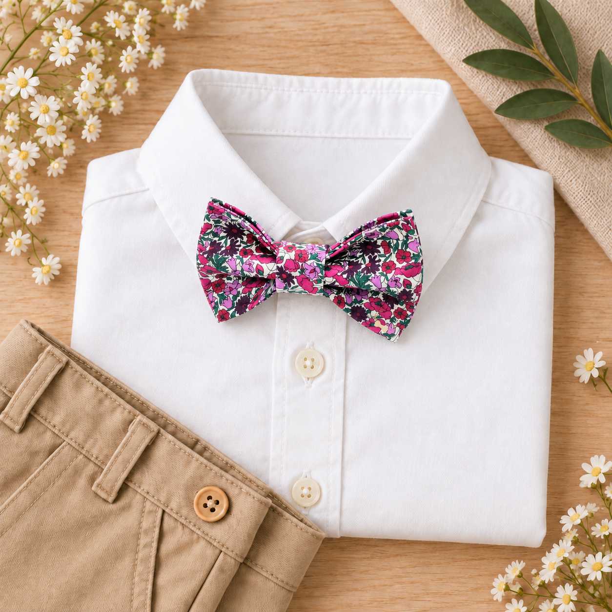 noeud papillon enfant mariage baptême, anniversaire, communion en liberty petal and bud purple violet