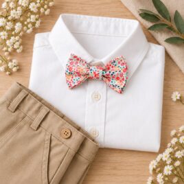 noeud papillon enfant mariage baptême, anniversaire, communion en liberty phoebe tequila sunrise, orange