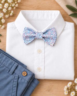 noeud papillon enfant mariage baptême, anniversaire, communion en liberty eloise bleu