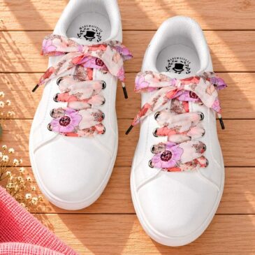 lacets baskets, converses, sneakers, docs mariage made in france en liberty of london madeleine rose antique et fluo
