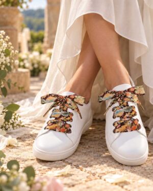 lacets baskets, converses, sneakers, docs mariage made in france en liberty of london classic garden chocolate, brun