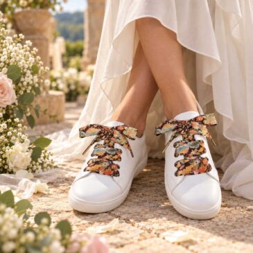 lacets baskets, converses, sneakers, docs mariage made in france en liberty of london classic garden chocolate, brun