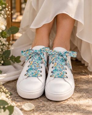 lacets baskets, converses, sneakers, docs mariage made in france en liberty of london wiltshire tahiti fluo, bleu turquoise