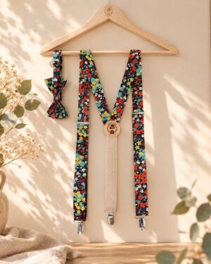 bretelles pour homme mariage, made in France, fabriqué en Occitanie, liberty of london Berry Harvest - Marine Multicolore, marine, jaune, orange