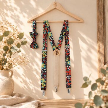 bretelles pour homme mariage, made in France, fabriqué en Occitanie, liberty of london Berry Harvest - Marine Multicolore, marine, jaune, orange