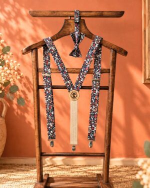 bretelles pour homme mariage, made in France, fabriqué en Occitanie, liberty of london Petal and Daisy Marine Fruits Confits
